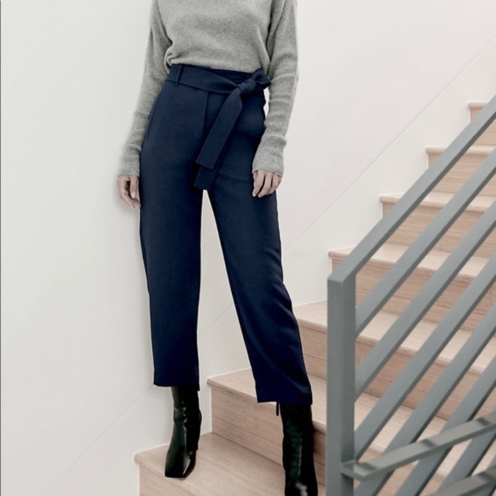 Aritzia Wilfred Tie Front Pant Navy Blue - size 6